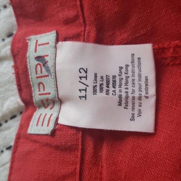 Beautiful vintage Esprit 100% linen red pants high waisted straight leg - Picture 8 of 9